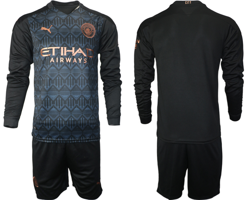 Men 2021 Manchester city home long sleeve soccer jerseys